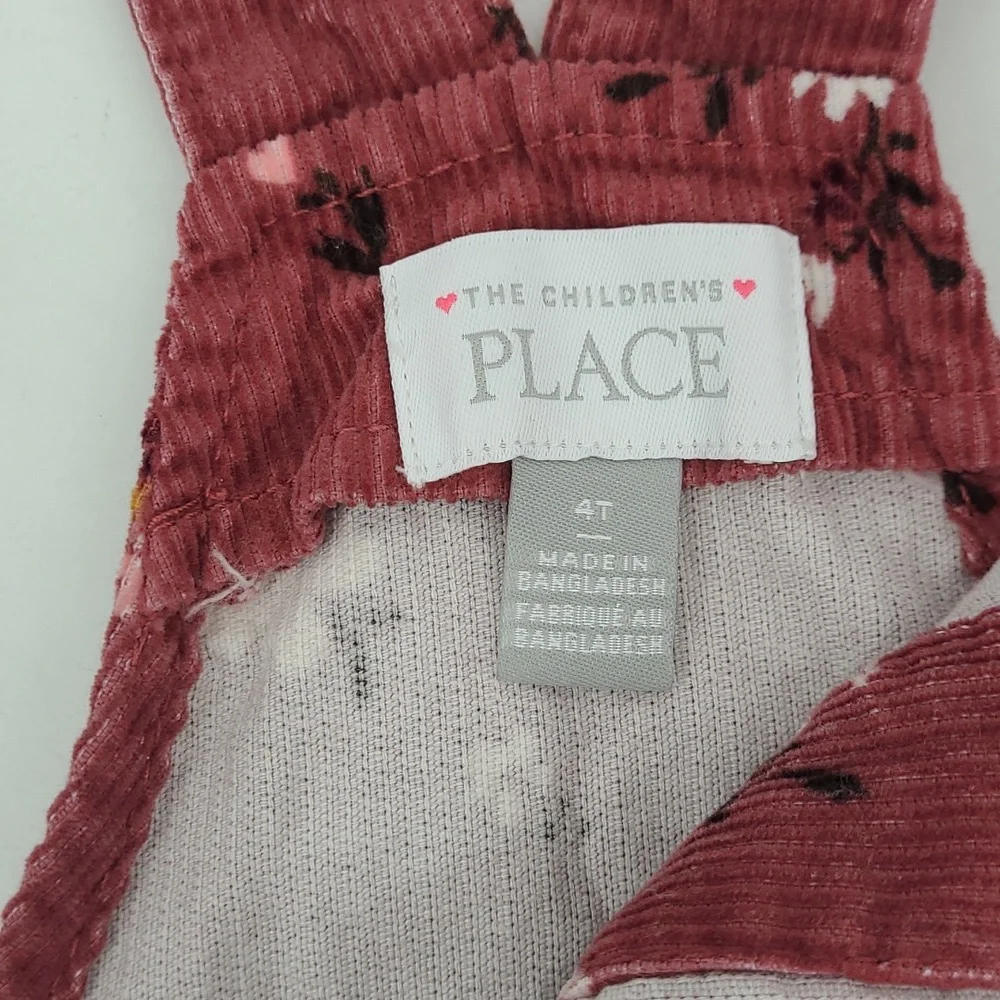 The Children's Place Pink Floral Corduroy Overall/Dress‎ Size 4T